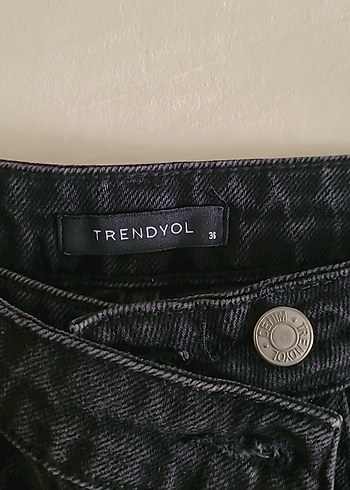 36 Beden siyah Renk Düğmeli Siyah Mini Denim Şort etek