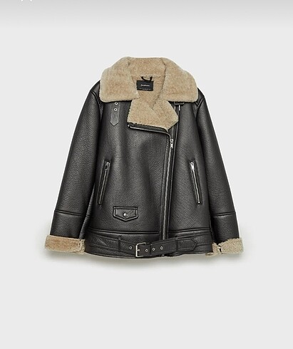 Stradivarius suni kürklü biker ceket