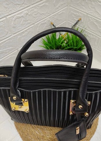 Deri Siyah Pilili Kadın Çanta - Görsel 3