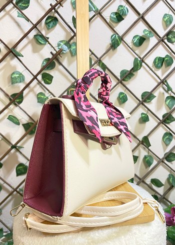 Beyaz Tokalı Zebra Desenli Kadın Çanta - Görsel 2