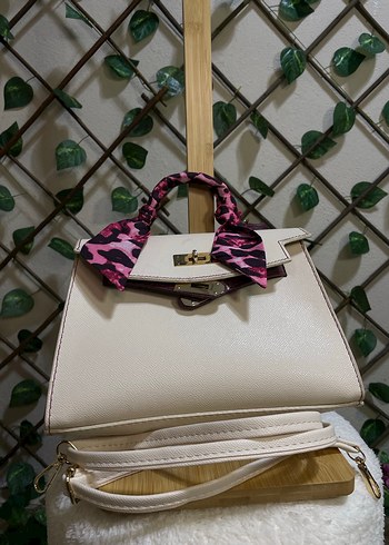 Renkli Desenli Kemerli Beyaz Kadın Çanta - Görsel 2