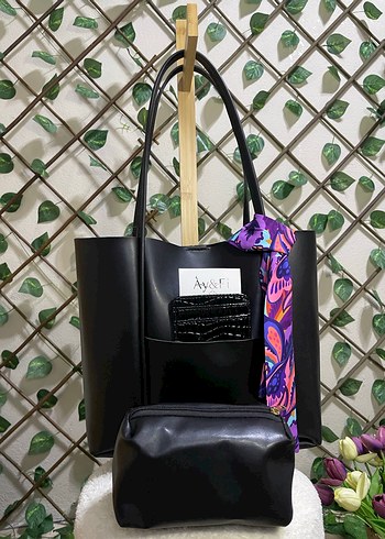 Siyah Deri Püsküllü Kadın Çanta - Görsel 4