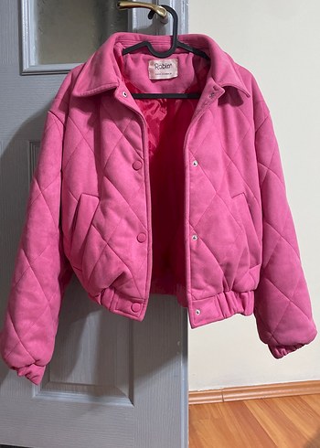 Düğmeli Pembe Midi Kadın Ceket