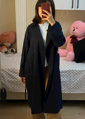 Stradivarius Stradivarius lacivert trençkot