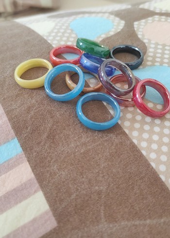 Kadın Parlak Akik Yüzük Seti (Orta Boy)