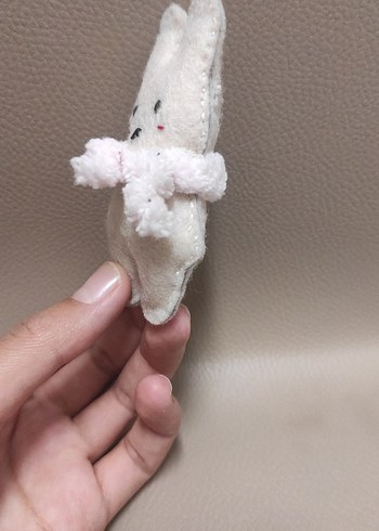 Beden Beyaz Peluş Tavşan Oyuncak (10 cm) (El yapımı)