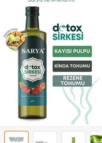 Sarya Detox Sirke - Kayısı, Kinoa ve Rezene Tohumlu