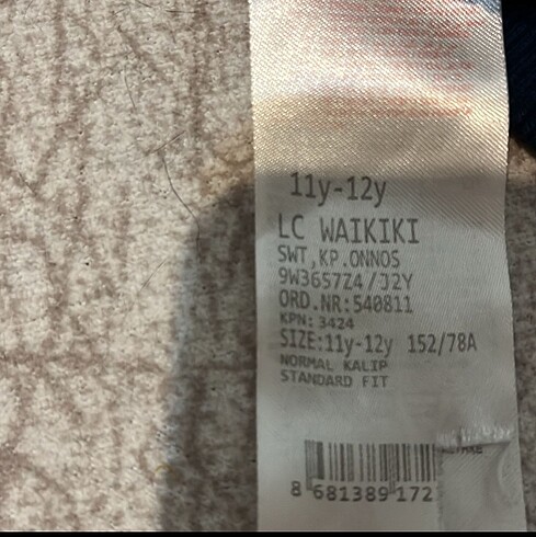 11-12 Yaş Beden Erkek çocuk sweatshirt