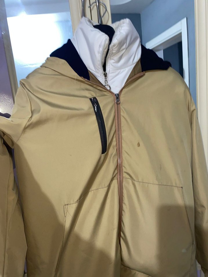 Bej Parlak kadın Midi Yağmurluk - Görsel 2