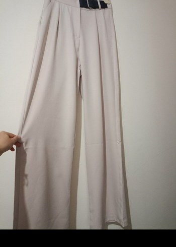Beyaz Pamuklu Kadın Kumaş Pantolon - Görsel 10