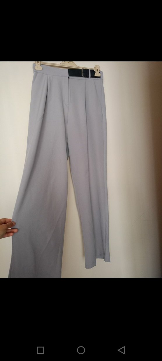 Beyaz Pamuklu Kadın Kumaş Pantolon - Görsel 4