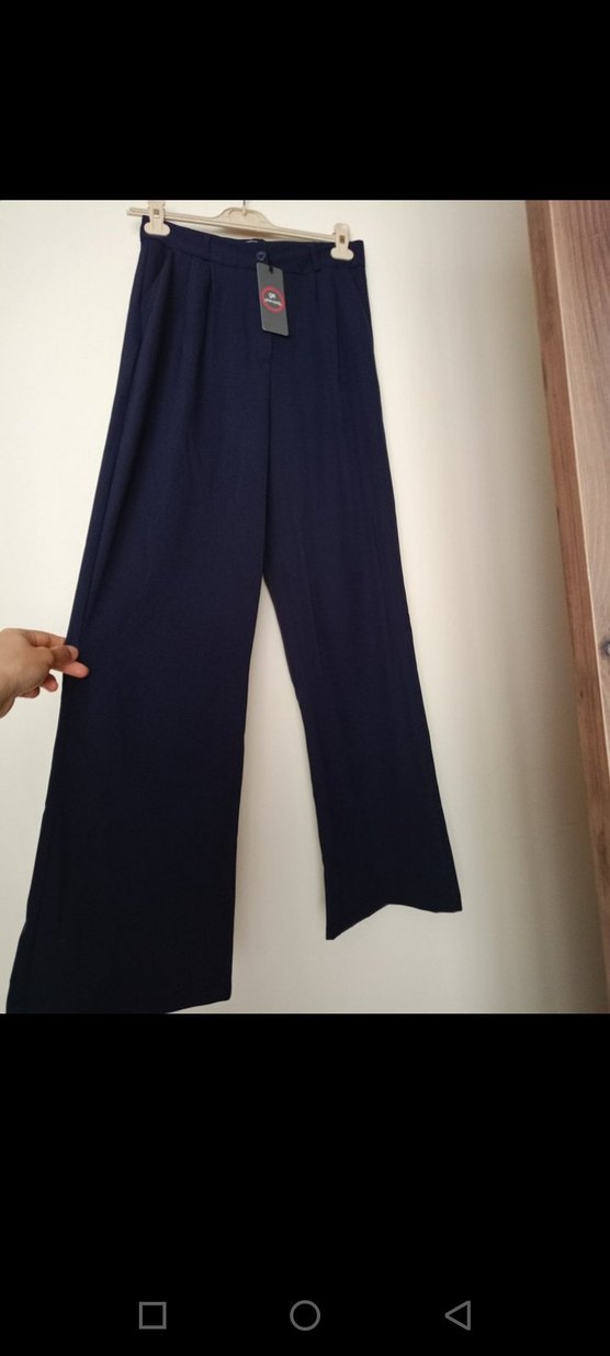 Beyaz Pamuklu Kadın Kumaş Pantolon - Görsel 3