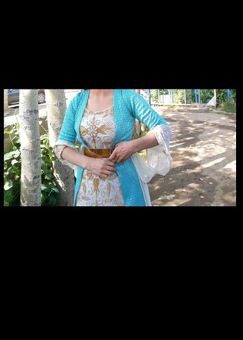 Mavi Bohem Uzun Straplez Elbise - Görsel 2