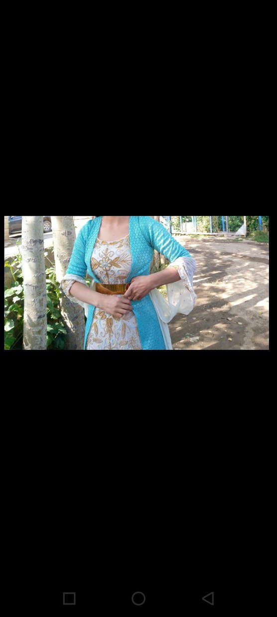 Mavi Bohem Uzun Straplez Elbise - Görsel 2