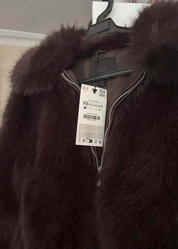 Zara Koyu Kahverengi Pelus Kurk Ceket