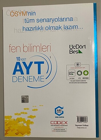  Üç Dört Beş AYT Fen Denemeleri