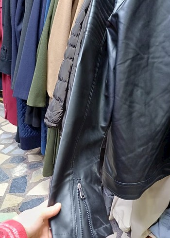 erkek kapşonlu deri ceket - Görsel 6