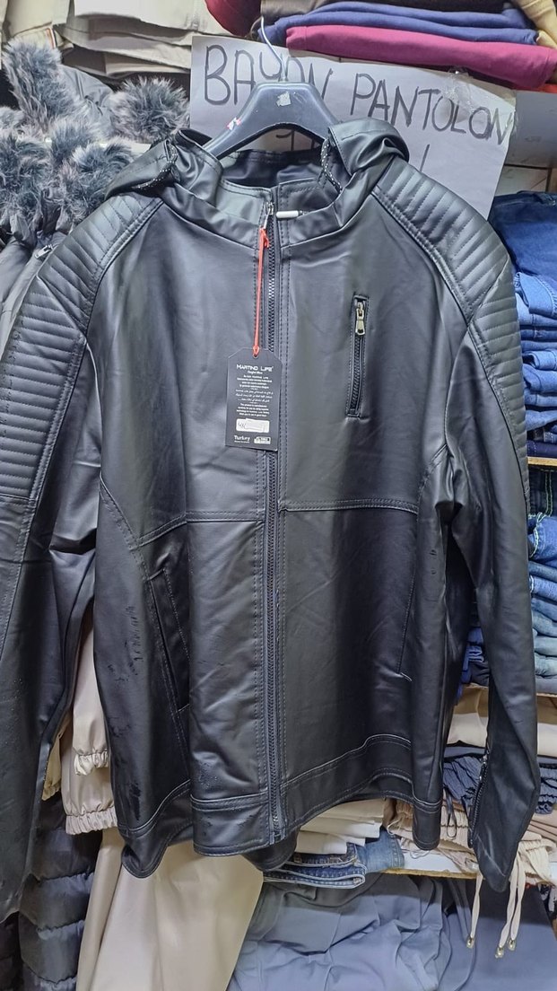 erkek kapşonlu deri ceket - Görsel 2