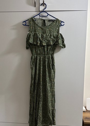 Yeşil çiçek Desenli Bohem Kadın Tulum - Görsel 2