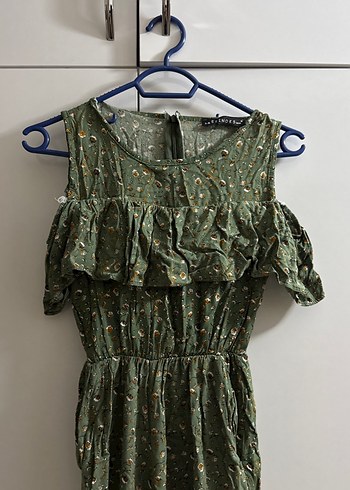 Yeşil çiçek Desenli Bohem Kadın Tulum - Görsel 3