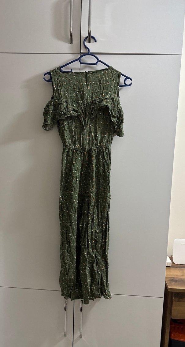 Yeşil çiçek Desenli Bohem Kadın Tulum - Görsel 4