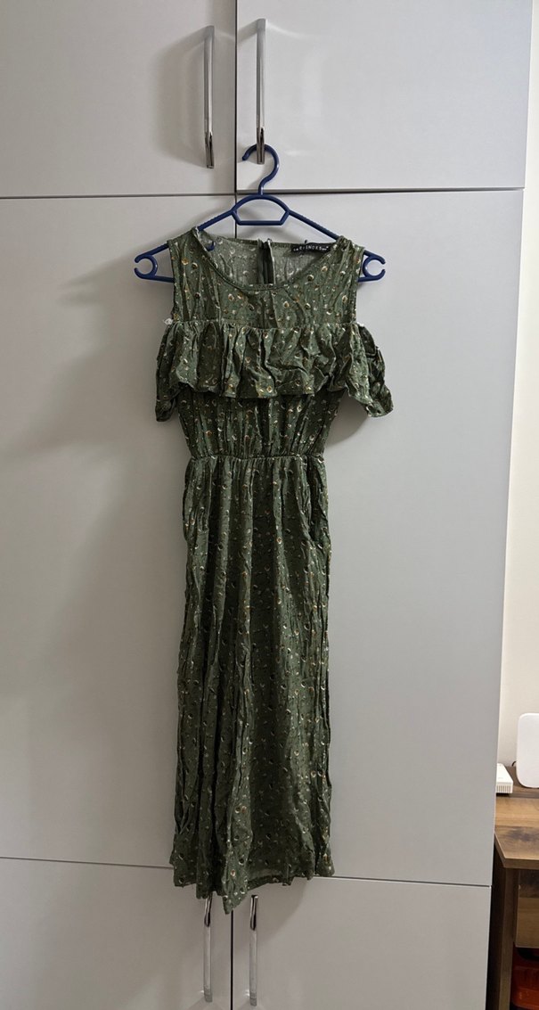 Yeşil çiçek Desenli Bohem Kadın Tulum - Görsel 2