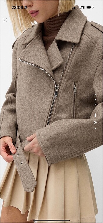 s Beden camel Renk BERSHKA biker ceket