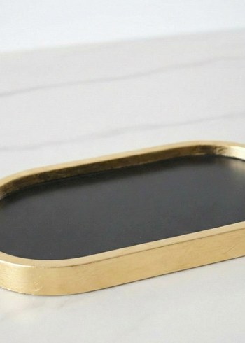 Siyah Gold Detaylı Çizgili 3'lü Vazo ve Tepsi Epoksi Seti - Görsel 3