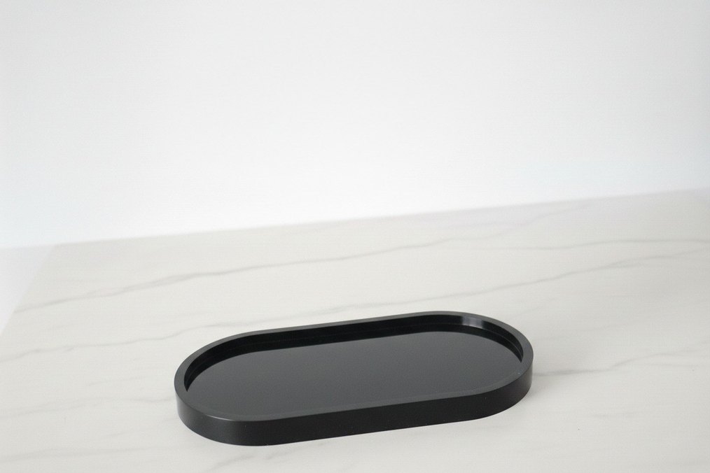 Siyah Çizgili 3'lü Vazo ve Tepsi Epoksi Set - Görsel 3