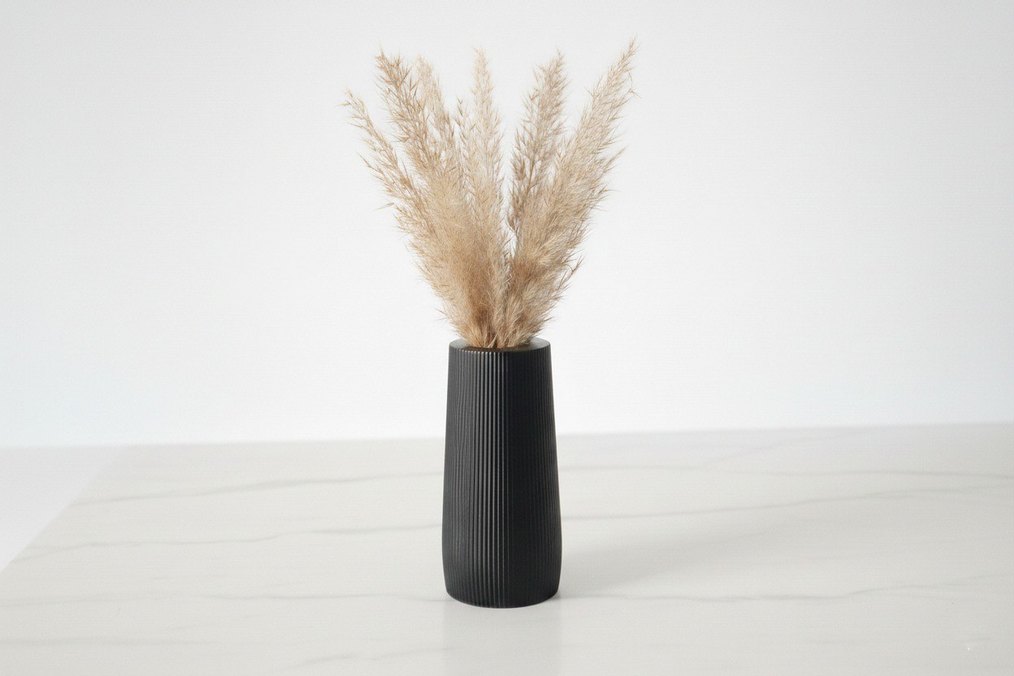 Siyah Çizgili 3'lü Vazo ve Tepsi Epoksi Set - Görsel 2