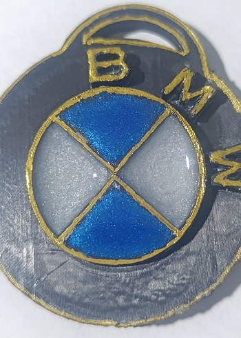 BMW Logolu 3D Baskı & Epoksi Tasarım Anahtarlık (Gold Detaylı) - Görsel 2