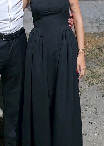 s Beden HOLLY LOLLY Siyah Askılı Uzun Elbise