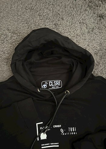 Kapüşonlu Siyah Baskılı Midi Sweatshirt - Görsel 2