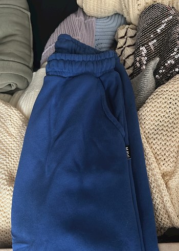 Mavi Bol Kesim Kadın Eşofman Altı - Görsel 3