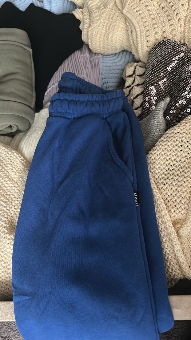 Mavi Bol Kesim Kadın Eşofman Altı - Görsel 3