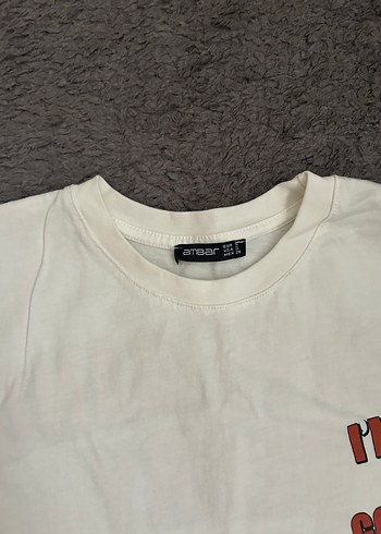 Beyaz Baskılı Oversize Kadın Tişört - Görsel 3