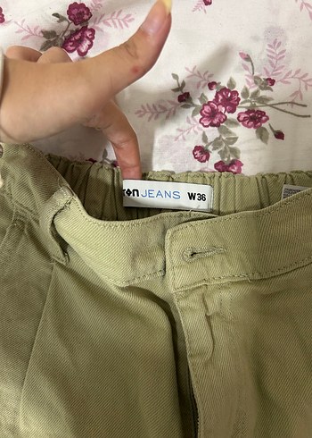 36 Beden yeşil Düğmeli Yüksek Bel Şort