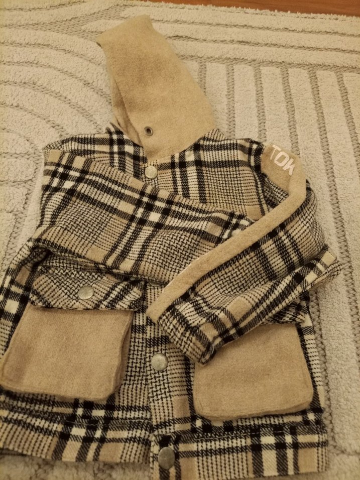 Düğmeli Ekose Desenli Erkek Çocuk Kaban - Görsel 2