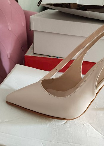 Bej Topuklu Stiletto Kadın Ayakkabı - Görsel 3