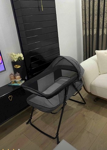 Sallanma Fonksiyonlu Siyah Bebek Beşiği - Görsel 2
