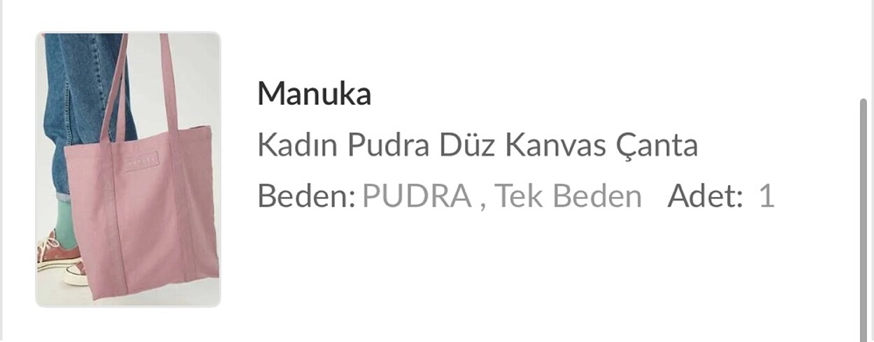 Beden pembe Renk Manuka Kanvas Çanta Tote