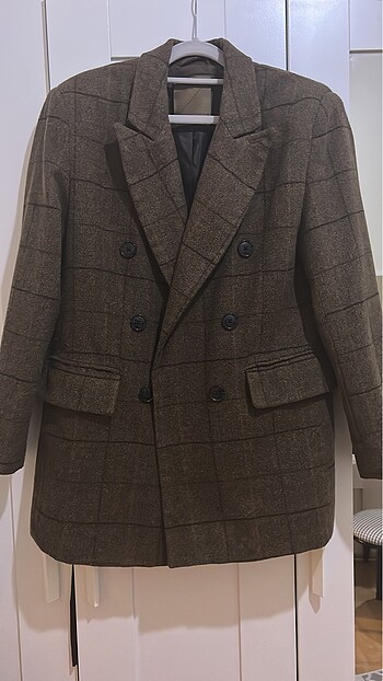 Kahverengi ekose blazer