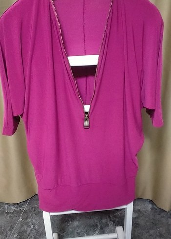 Fermuarlı Pembe Kadın bluz - Görsel 3