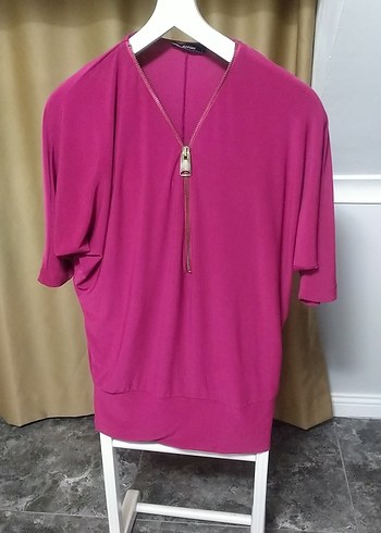 Fermuarlı Pembe Kadın bluz - Görsel 5