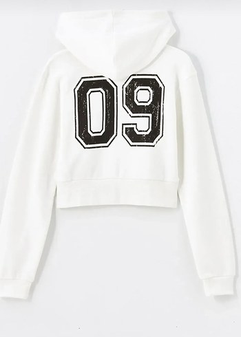 Bershka Beyaz Kapüşonlu Fermuarlı Kadın Ceket