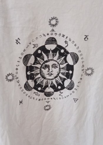 Koton astroloji desenli siyah-beyaz raglan tişört