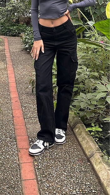 s Beden Siyah Kargo Pantalon