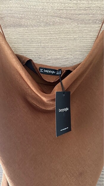 36 Beden camel Renk Camel saten ipek asimetrik mini elbise