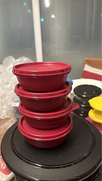 Tupperware şeker kapak bordo 4lü