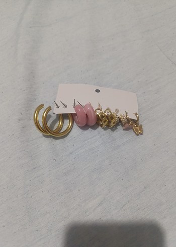 Diğer Pembe Mini Boncuklu Bohem Küpe Seti 5 li